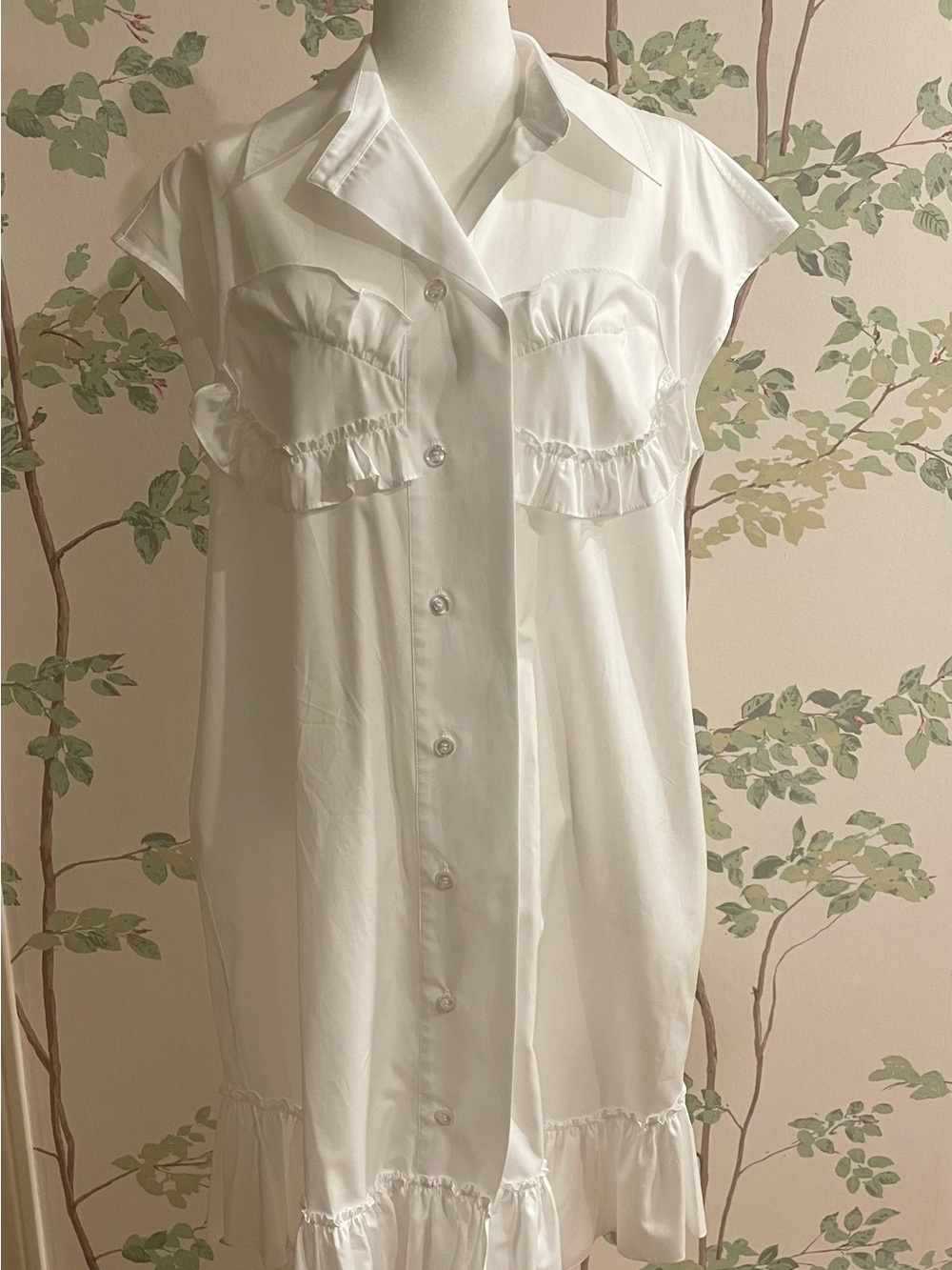 Simone Rocha White Ruffled Shirt Dress (UK10/US6)